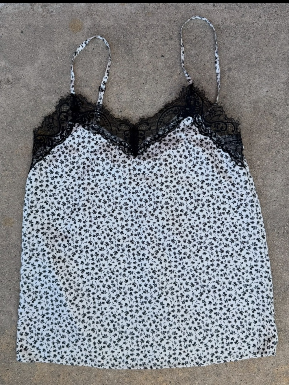 Tezenis Satin Camisole Top Lace Trim Spaghetti Straps Sleeveless floral Size XS